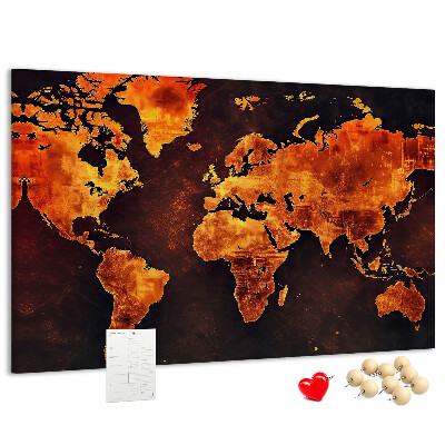 Cork memo board World map