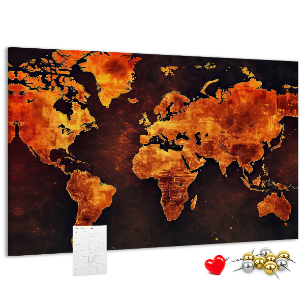 Cork memo board World map