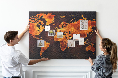 Cork memo board World map