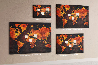 Cork memo board World map