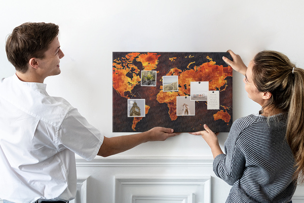 Cork memo board World map