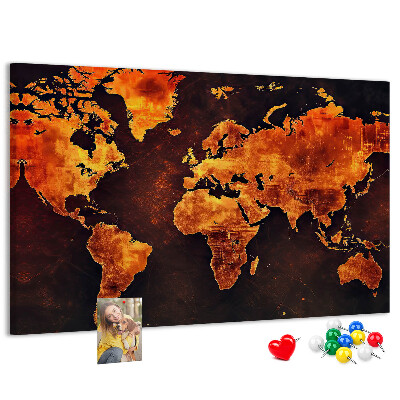Cork memo board World map