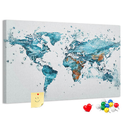 Cork display board Water world map