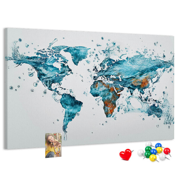 Cork display board Water world map