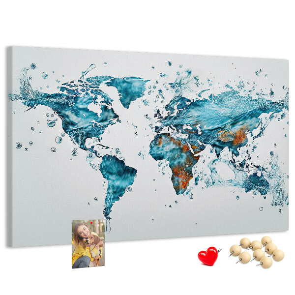 Cork display board Water world map