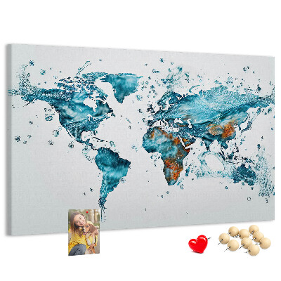 Cork display board Water world map