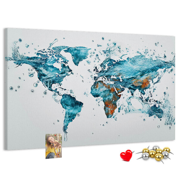 Cork display board Water world map