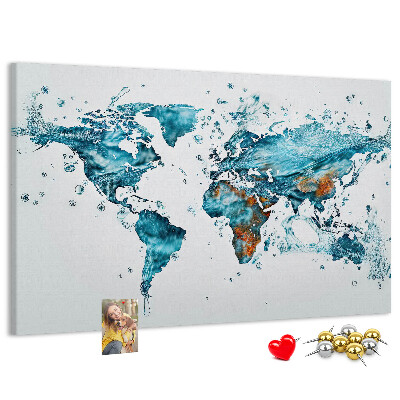 Cork display board Water world map