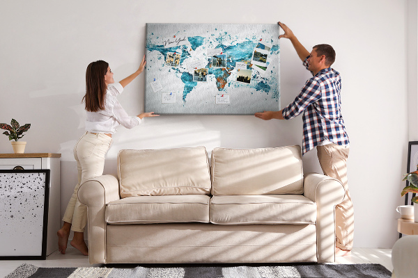 Cork display board Water world map