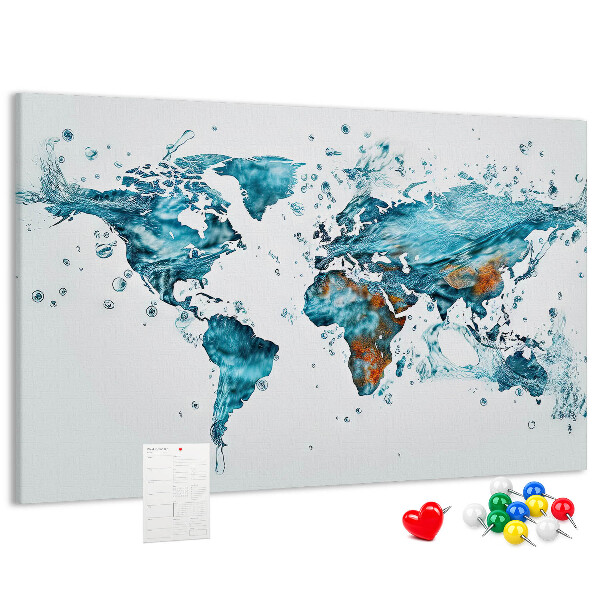 Cork display board Water world map
