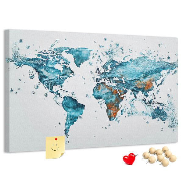 Cork display board Water world map