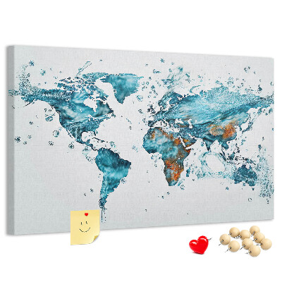Cork display board Water world map