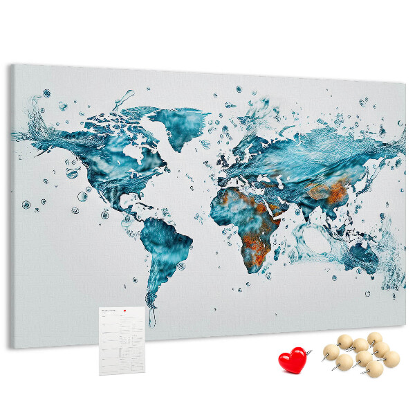 Cork display board Water world map