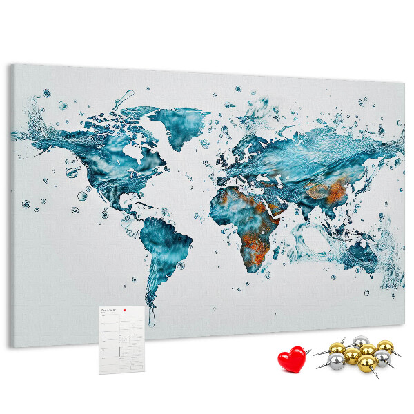 Cork display board Water world map