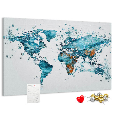 Cork display board Water world map