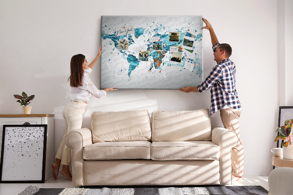 Cork display board Water world map