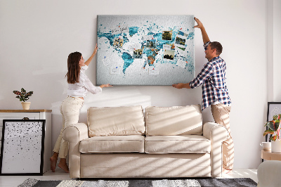 Cork display board Water world map