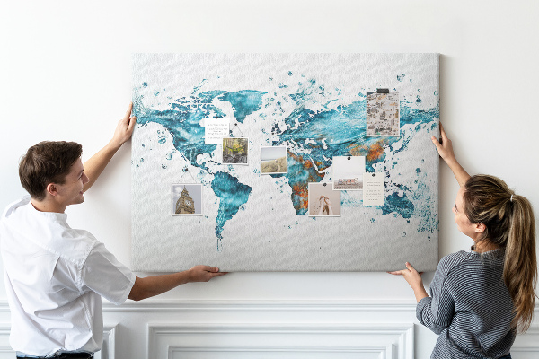 Cork display board Water world map