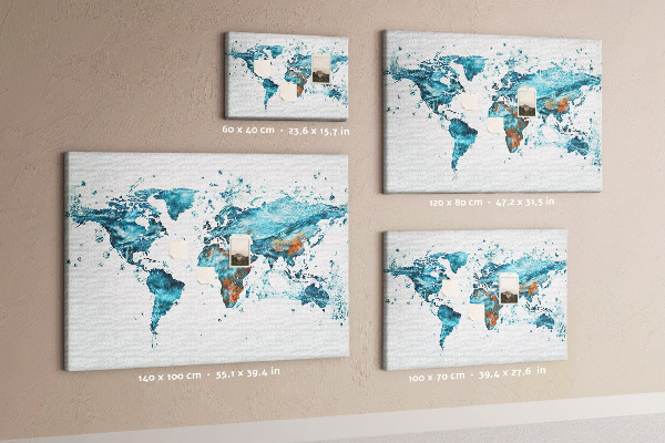 Cork display board Water world map
