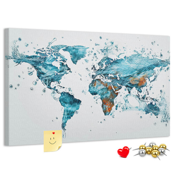 Cork display board Water world map