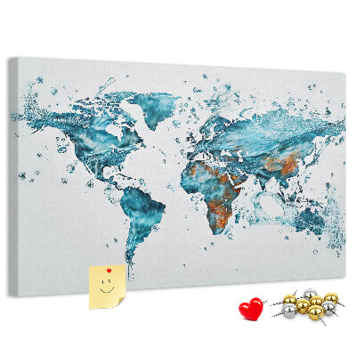 Cork display board Water world map