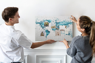 Cork display board Water world map