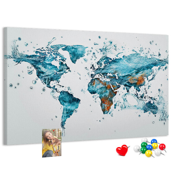 Cork display board Water world map