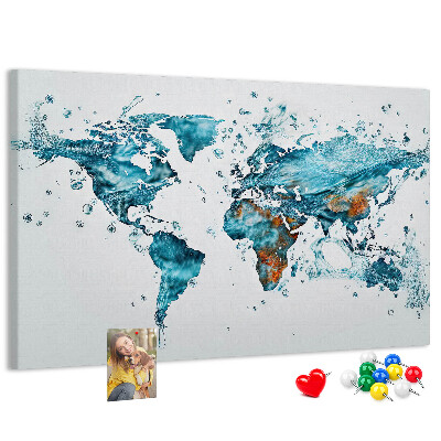 Cork display board Water world map