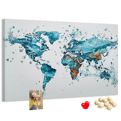 Cork display board Water world map