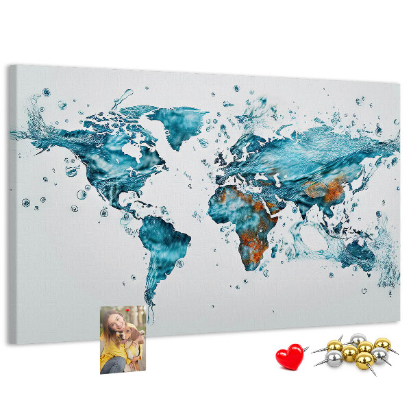 Cork display board Water world map