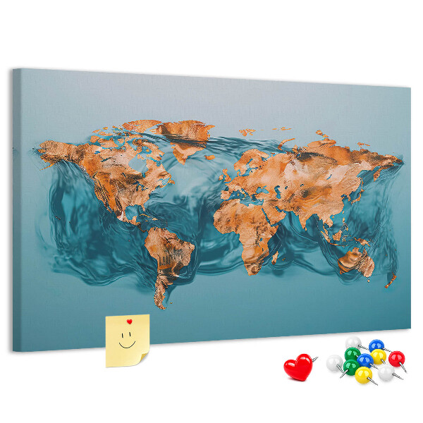 Cork memo board Abstract world map