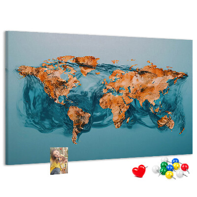 Cork memo board Abstract world map