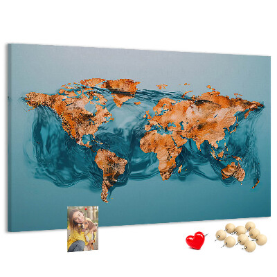 Cork memo board Abstract world map