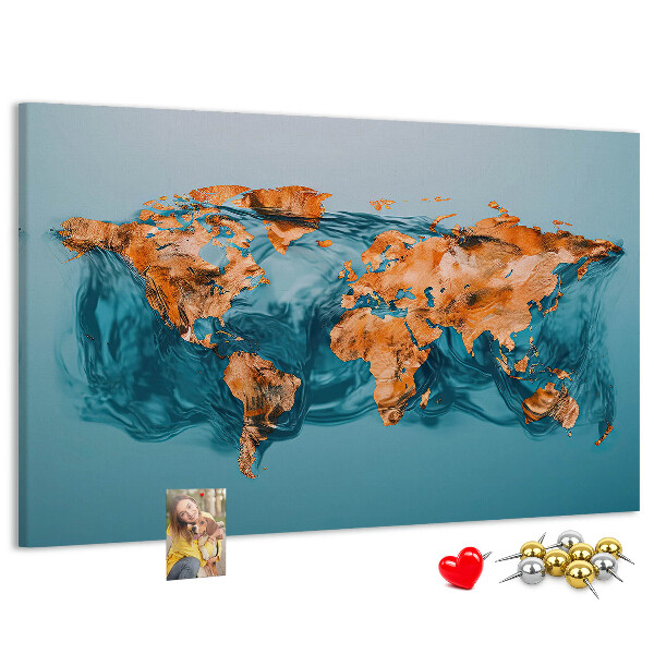 Cork memo board Abstract world map