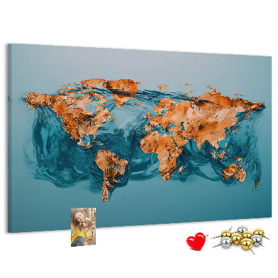 Cork memo board Abstract world map