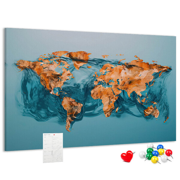 Cork memo board Abstract world map