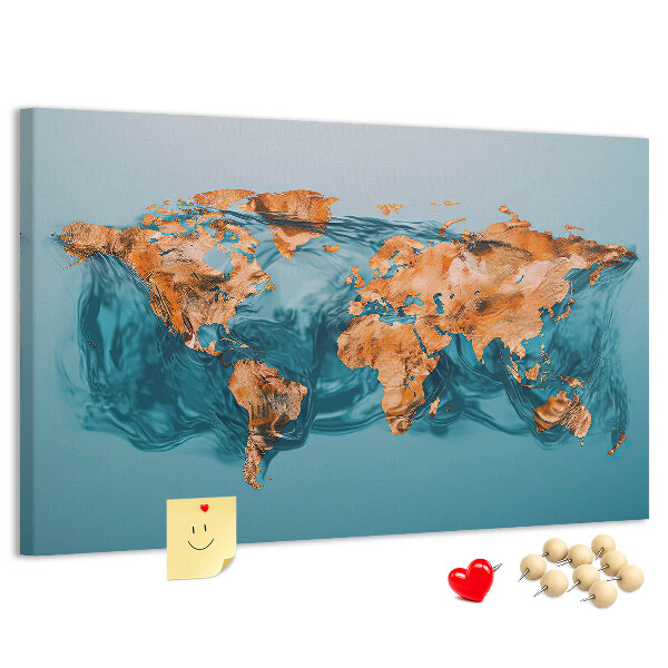 Cork memo board Abstract world map