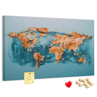 Cork memo board Abstract world map