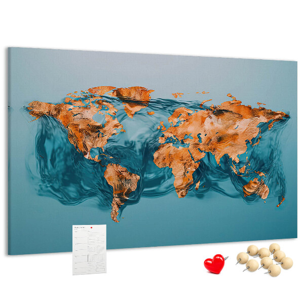 Cork memo board Abstract world map