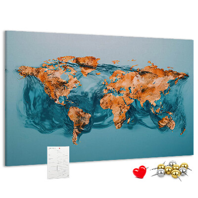 Cork memo board Abstract world map
