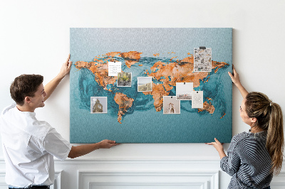 Cork memo board Abstract world map