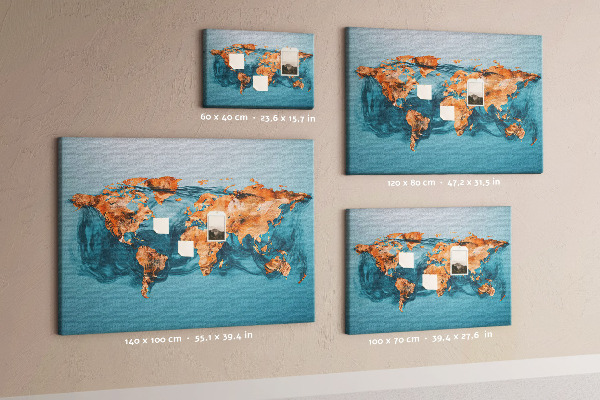 Cork memo board Abstract world map