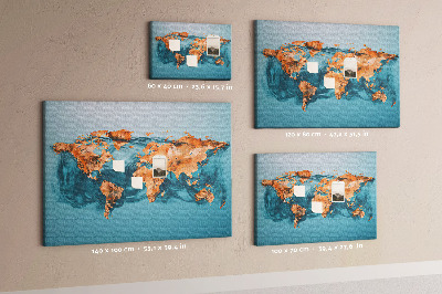 Cork memo board Abstract world map