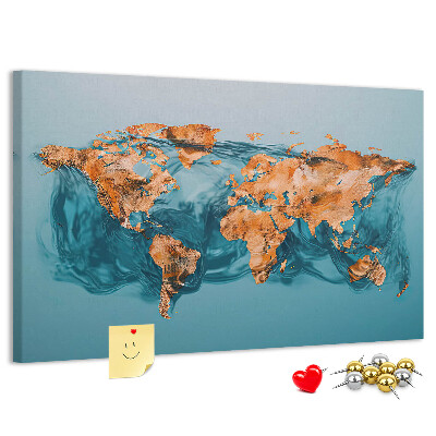 Cork memo board Abstract world map
