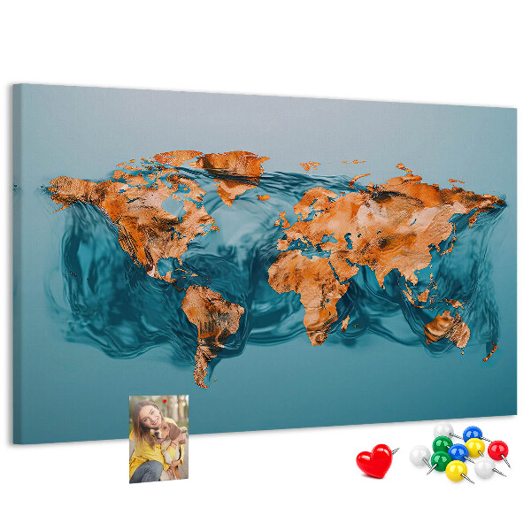 Cork memo board Abstract world map