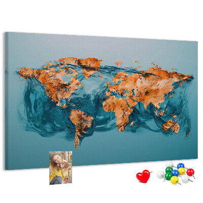 Cork memo board Abstract world map