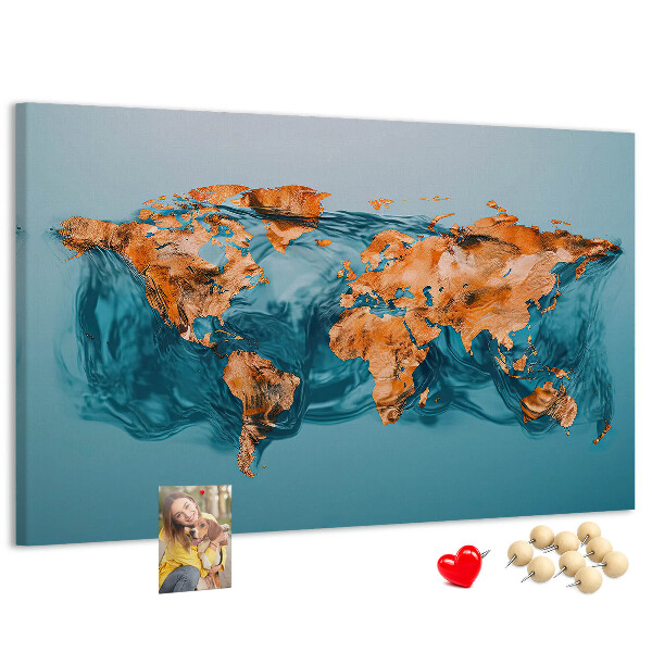 Cork memo board Abstract world map