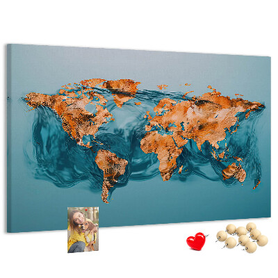 Cork memo board Abstract world map