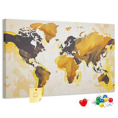 Cork display board Abstract world map