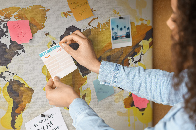 Cork display board Abstract world map